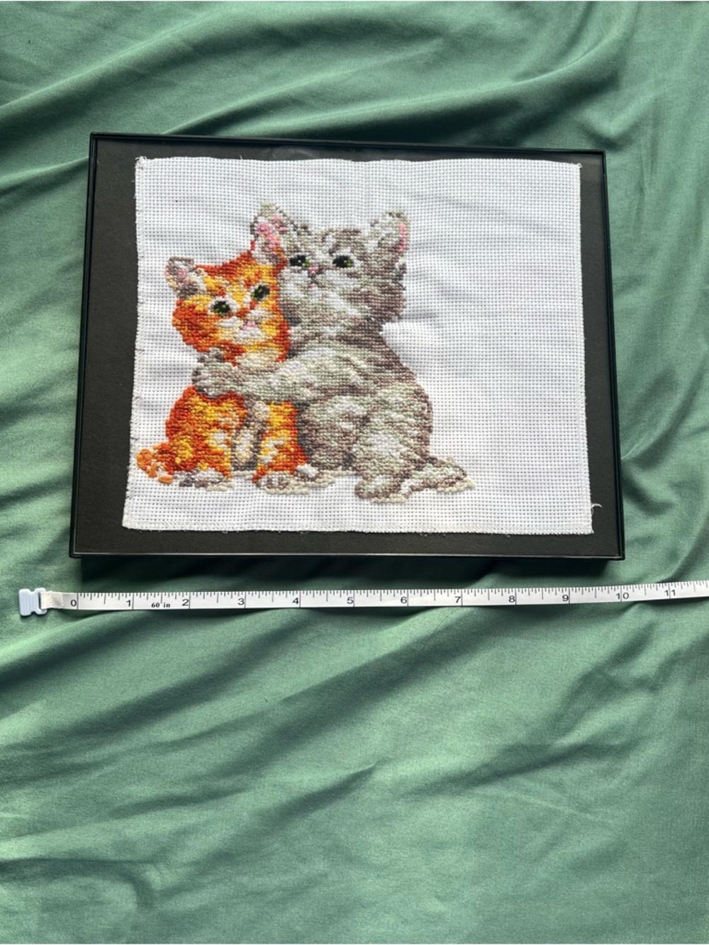 Framed Cross-Stitch Kit: Two Hugging Kittens - Orange & Gray